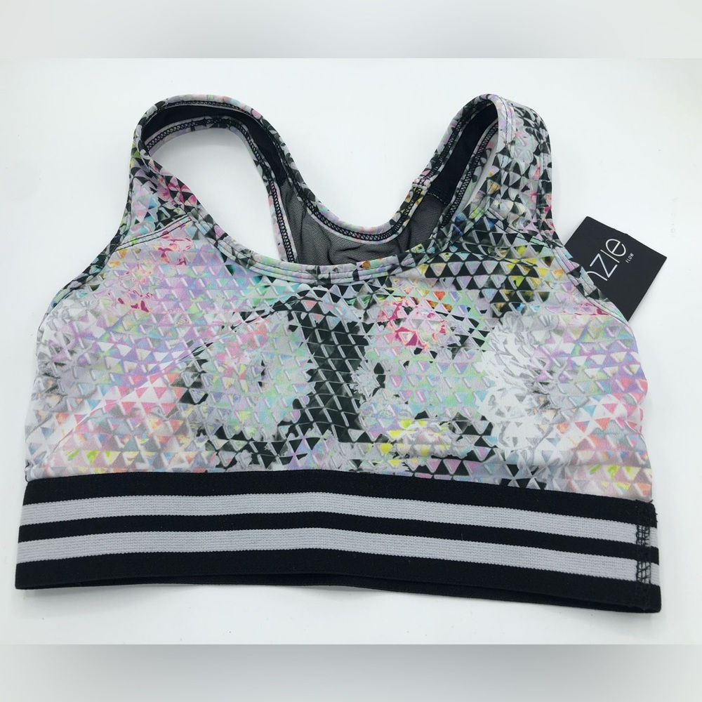 Onzie Geometric Design Elastic Band Sports Bra Sz M/L